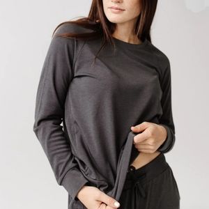 Women's Ultra-Soft Bamboo Pullover Crew Size Medium, Color Charcoal